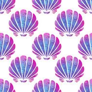 Seamless pattern with watercolor sea shells N4