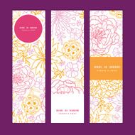 Vector flowers outlined vertical banners set pattern background