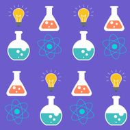 Seamless pattern Science symbols over purple background