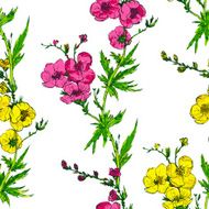 vector seamless pattern with branches of flowers