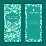 Vector emerald green plants vertical frame pattern invitation greeting cards N2