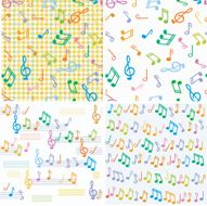 Seamless vector music notes of different colors