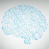 Circuit board computer style brain vector technology background N2