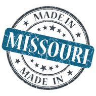made in Missouri blue round grunge isolated stamp