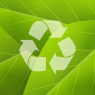 Green background with recycling symbol