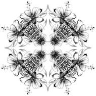 Roses and camomiles Mandala freehand drawing ornament pattern N10