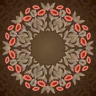 Abstract pastel old style sunflowers round pattern