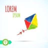 Kite isolated on white Watercolor paint Vector