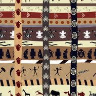 Abstract seamless pattern with silhouettes of animals and inters