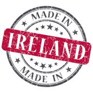 made in Ireland red grunge round stamp