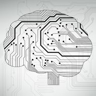 Circuit board computer style brain vector technology background N3