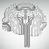 Circuit board computer style brain vector technology background N4