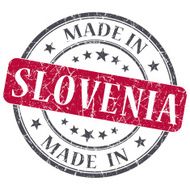 made in Slovenia red grunge round stamp