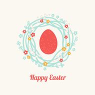 Easter greeting card with wreath