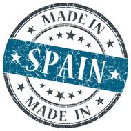 made in Spain blue grunge round stamp