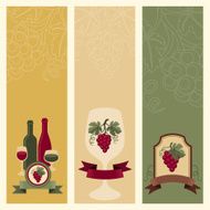 Vertical banners with grapes and wine