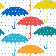 Umbrellas and rain Seamless pattern