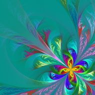 Diagonal symmetric multicolor fractal tracery frosty pattern N2