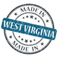 made in West Virginia blue round grunge isolated stamp