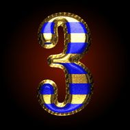 vector golden and blue letter 3 N2