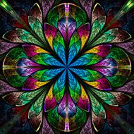 Multicolor beautiful fractal in stained glass window style N16