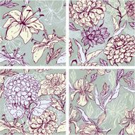 Floral Seamless Patterns with hand drawn flowers