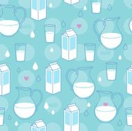 Seamless milk theme pattern Box glass and jar Green color