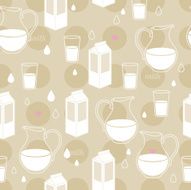 Seamless milk theme pattern Box glass and jar Beige color