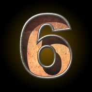 Vector old metal letter 6 N3