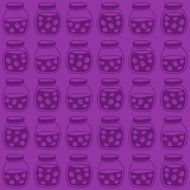 Dark seamless pattern with the plum jam jars N2
