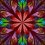 Multicolor beautiful fractal in stained glass window style N17