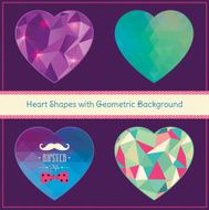 Heart Shapes with Geometric Grunge Background N3