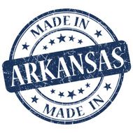 made in Arkansas blue round grunge isolated stamp