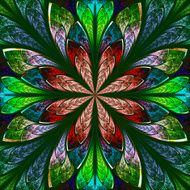 Multicolor beautiful fractal in stained glass window style N18