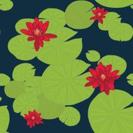 Bright backround with water lilies (or lotuses) in a lake