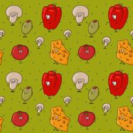 Seamless pattern with cartoon vegetables