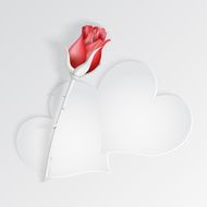 Paper hearts with red rose N2