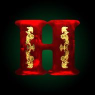 vector velvet h letter with gold
