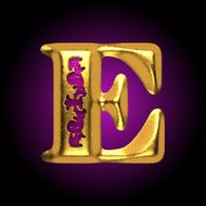 vector golden letter e N6
