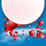 Red hearts against a blue sky EPS10 N2