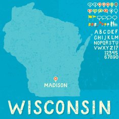 Map of Wisconsin with icons N2