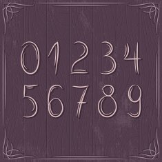 floral decorative borders and numbers on wooden background