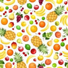 Seamless background with various fruits Vector illustration N2
