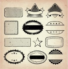 Blank custom vintage badges on old paper background N2