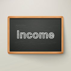 income on blackboard in wooden frame N2
