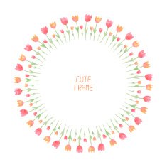 Vector watercolor floral frame Tulips Vector illustration N2