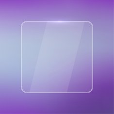Glowing glossy glass panel with a blurred background