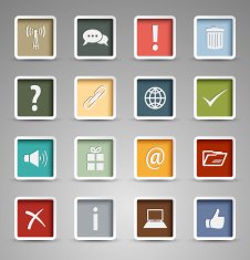 Colored set web buttons retro style