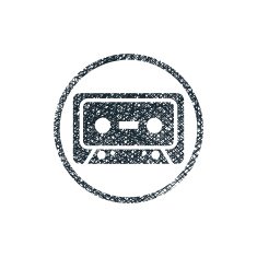 Audio cassette tape vector icon with hand drawn lines texture
