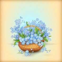 Vector Wicker Basket with Flowers N2